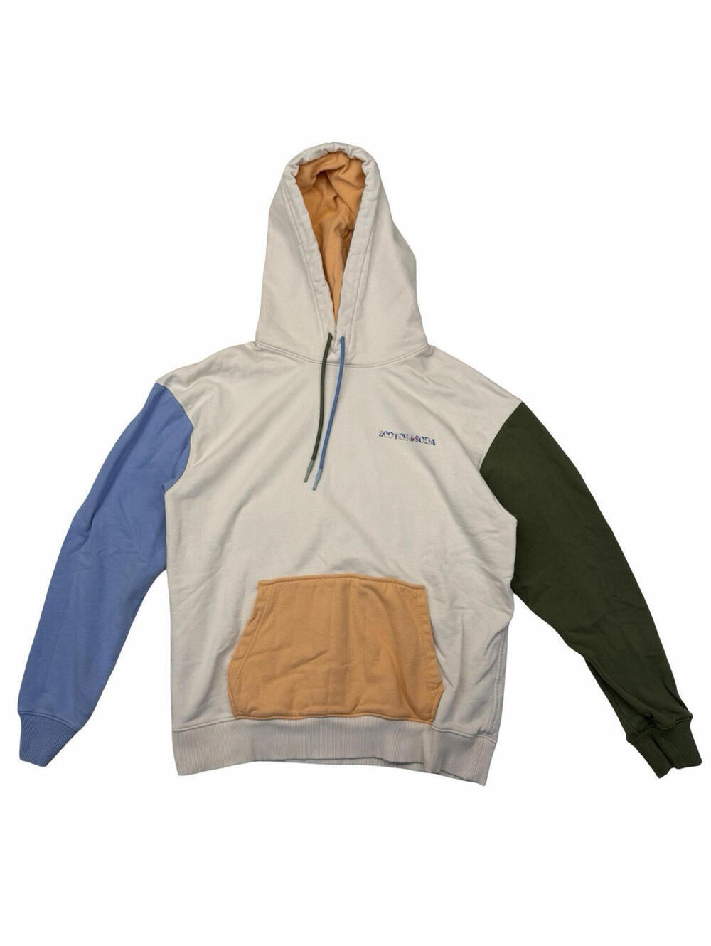 Scotch & Soda Color Block Pullover Hoodie White Multi Size L
